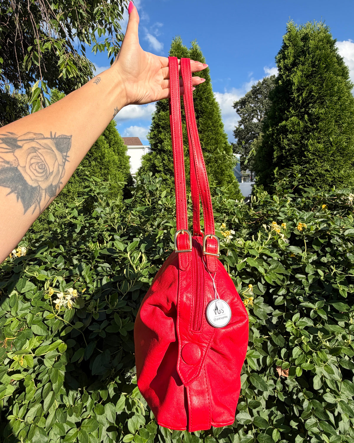 Giani Bernini Red Genuine Leather Shoulder Bag Classic Everyday Purse