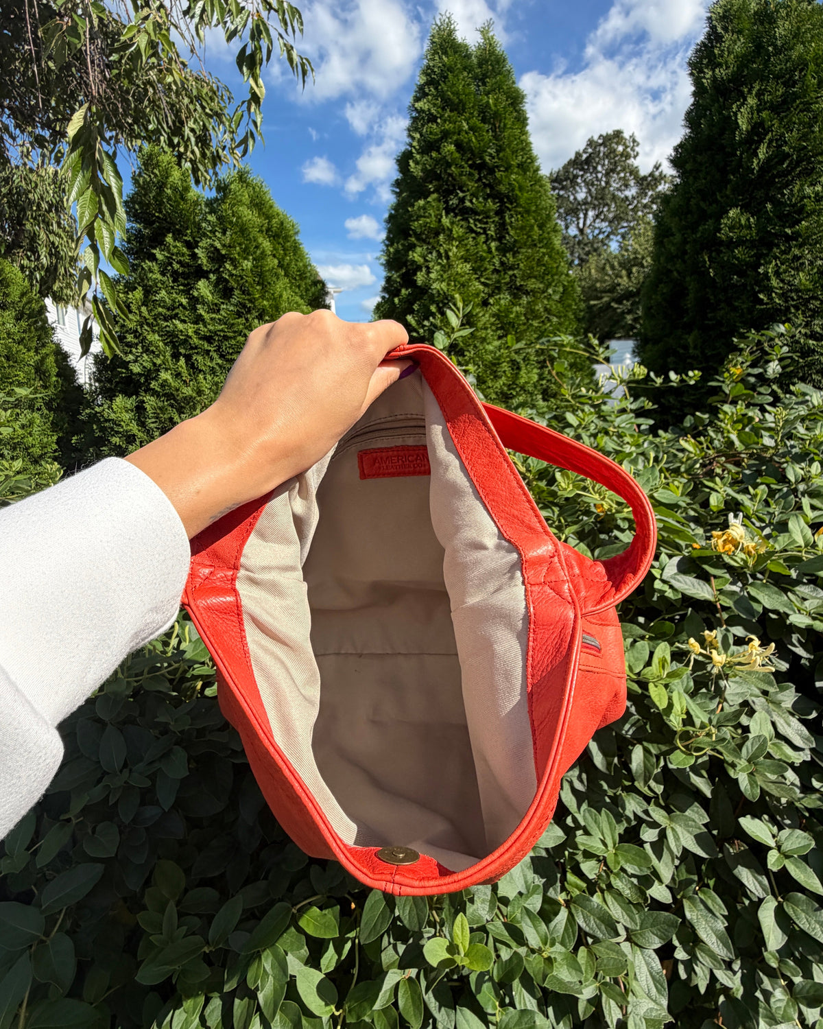 Vintage American Leather Slouchy Red Orange Hobo Shoulder Bag Y2K Purse