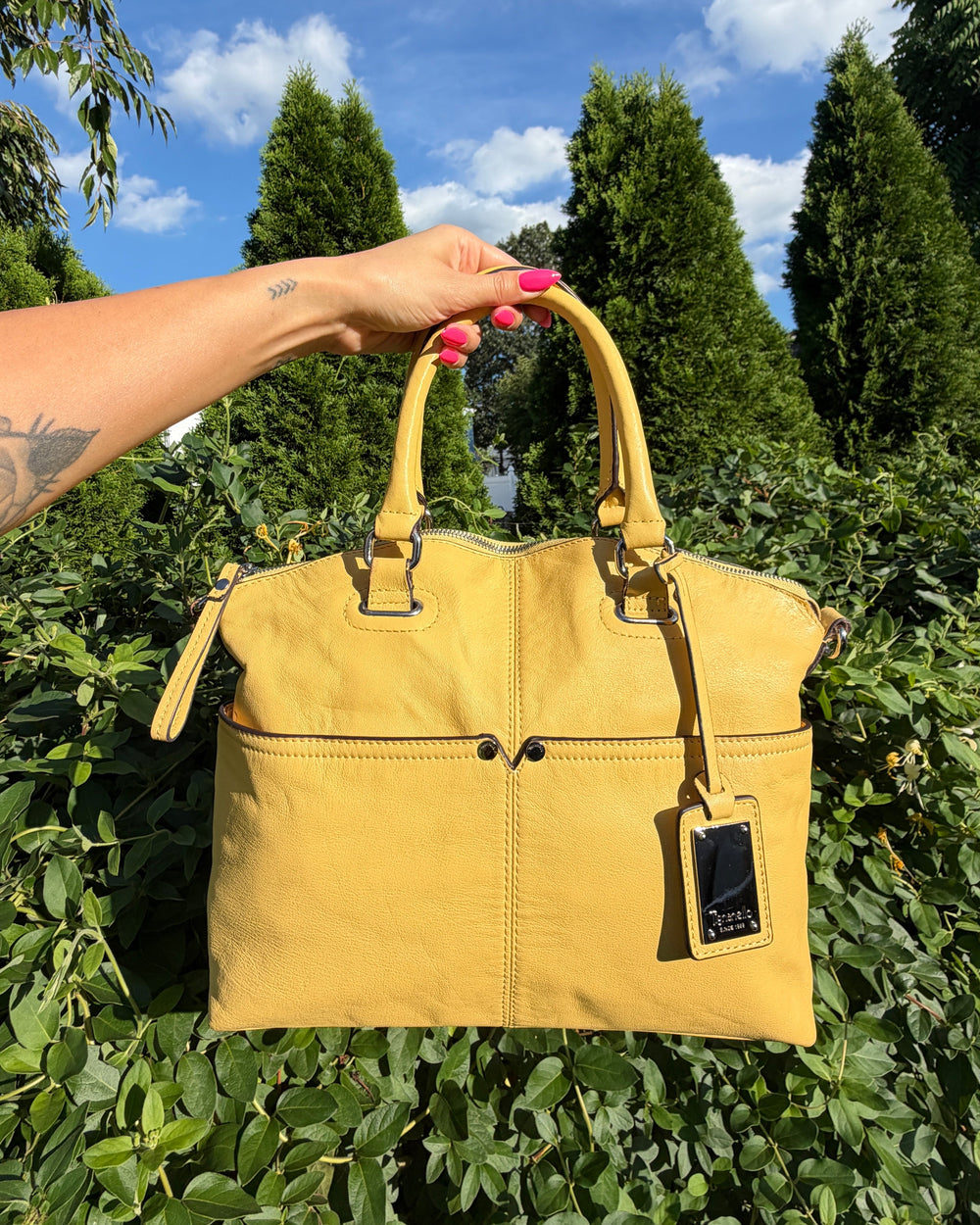 Vintage Y2K Tignanello Yellow Soft Leather Satchel
