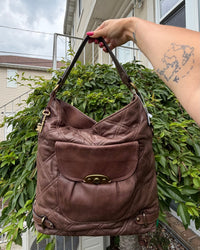 Fossil Chocolate Brown Quilted Leather Shoulder Hobo