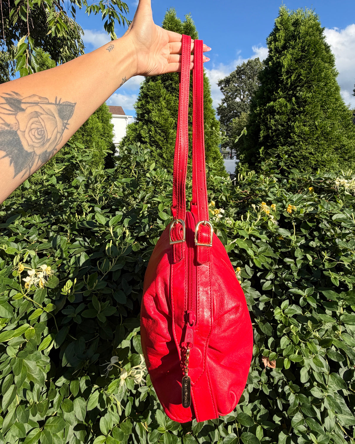 Giani Bernini Red Genuine Leather Shoulder Bag Classic Everyday Purse
