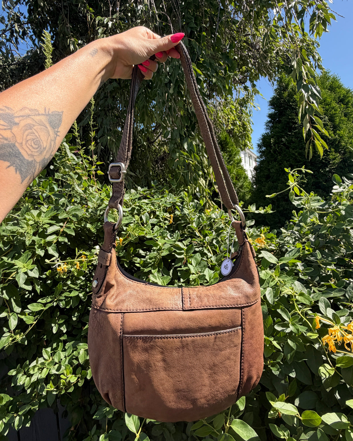 Vintage Y2K Fossil Light Brown Leather Crossbody Covertible Shoulder Bag