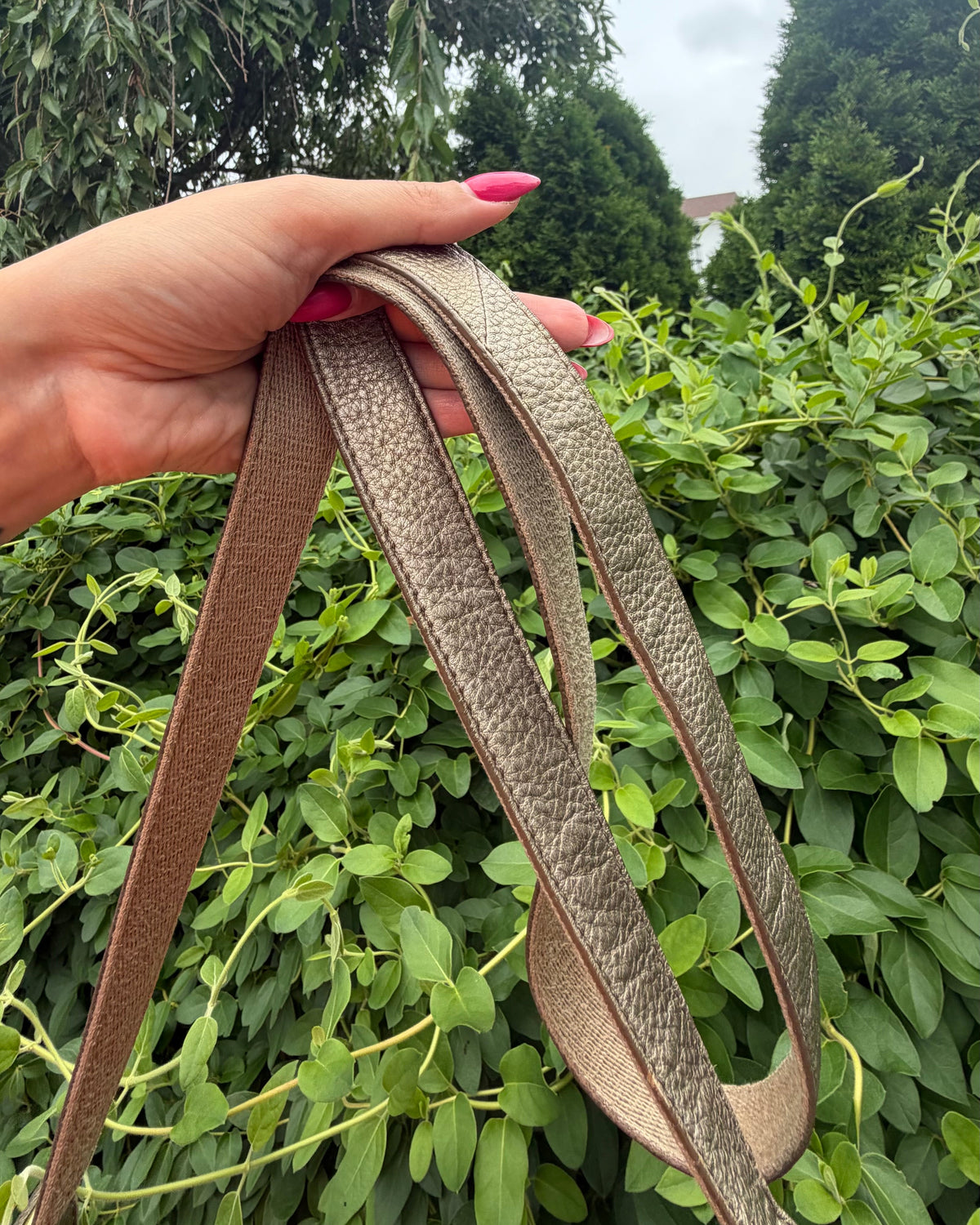 Fossil Metallic Taupe Pebbled Leather Crossbody with Scarf Accent