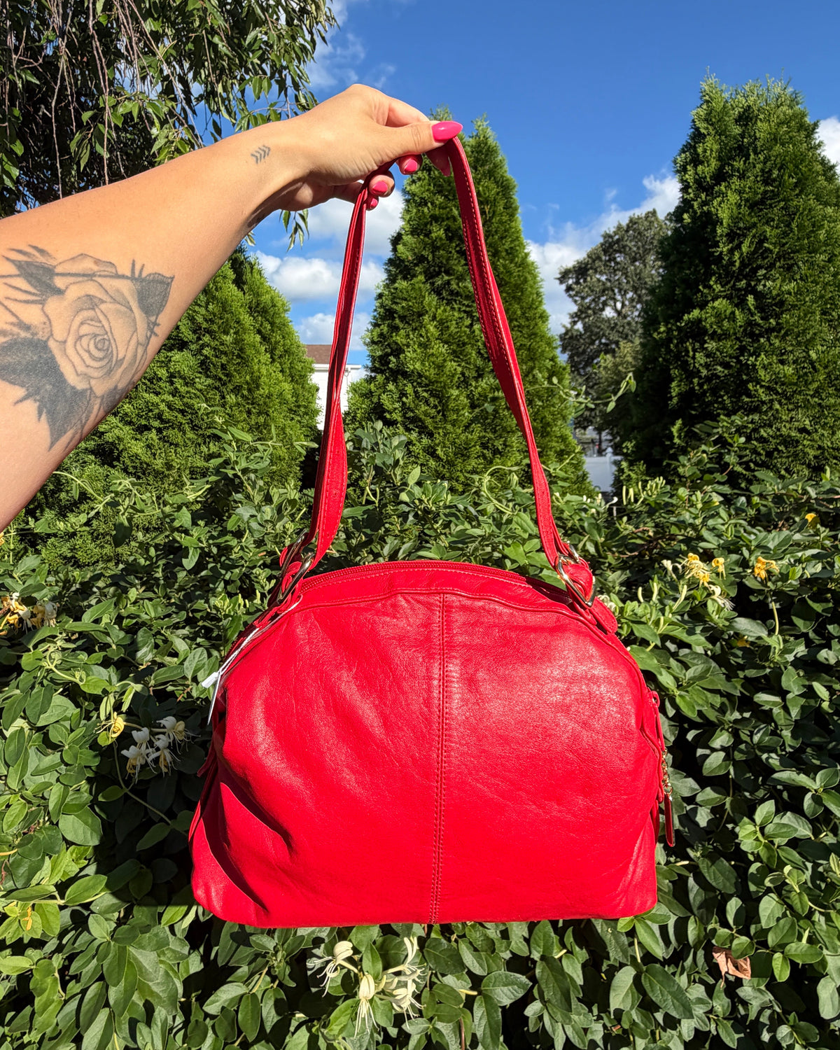 Giani Bernini Red Genuine Leather Shoulder Bag Classic Everyday Purse