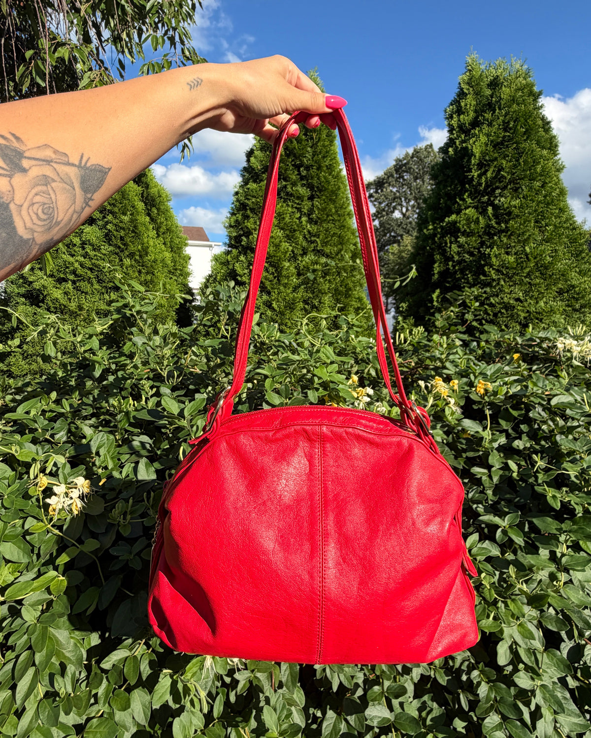 Giani Bernini Red Genuine Leather Shoulder Bag Classic Everyday Purse