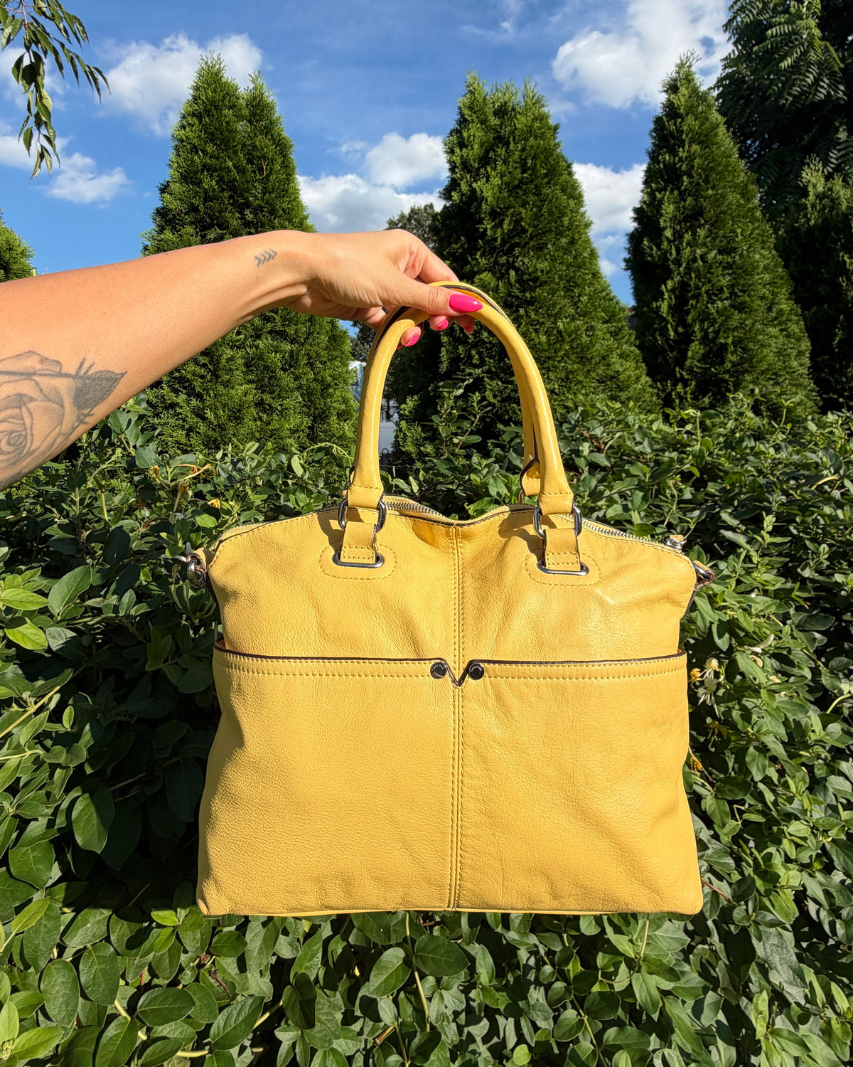 Vintage Y2K Tignanello Yellow Soft Leather Satchel