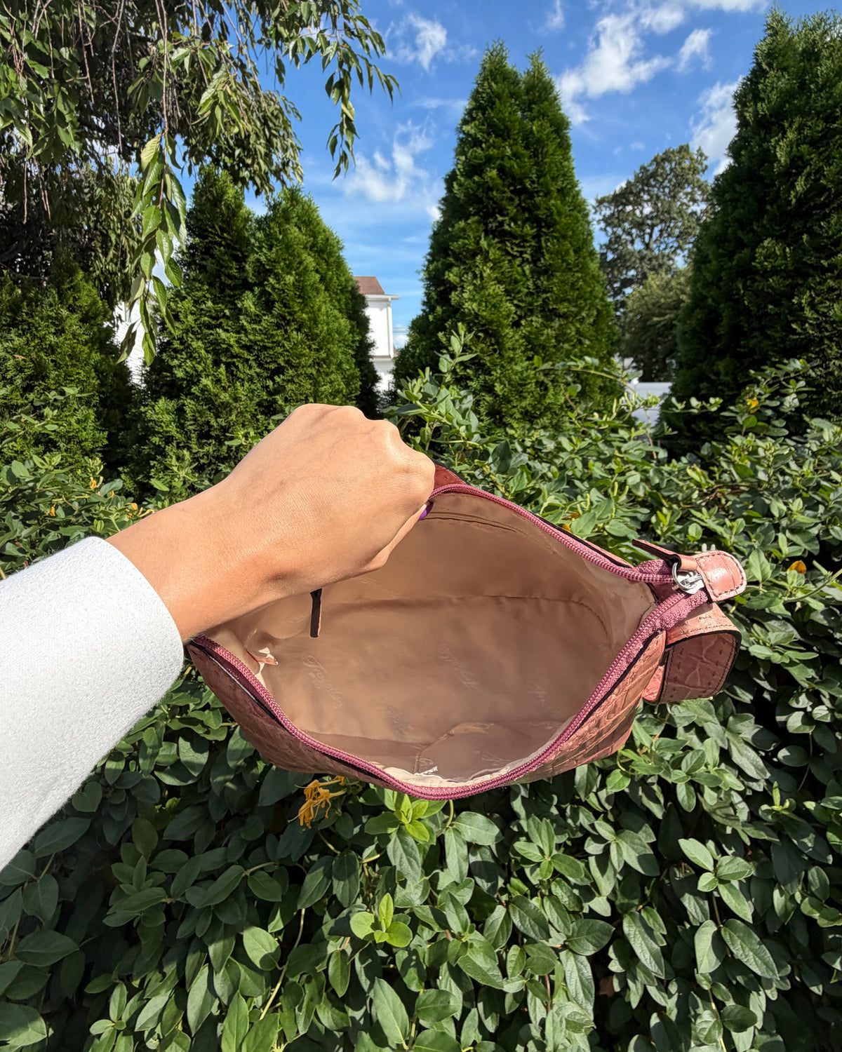 Vintage Y2K Fossil Pink Croc Embossed Leather Shoulder Bag Purse