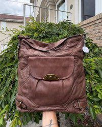 Fossil Chocolate Brown Quilted Leather Shoulder Hobo
