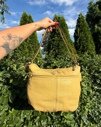 Vintage Y2K Tignanello Yellow Leather Convertible Shoulder Crossbody Hobo Bag