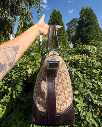 Vintage Coach Legacy Signature Stripe East West Satchel Brown Y2K Shoulder Bag