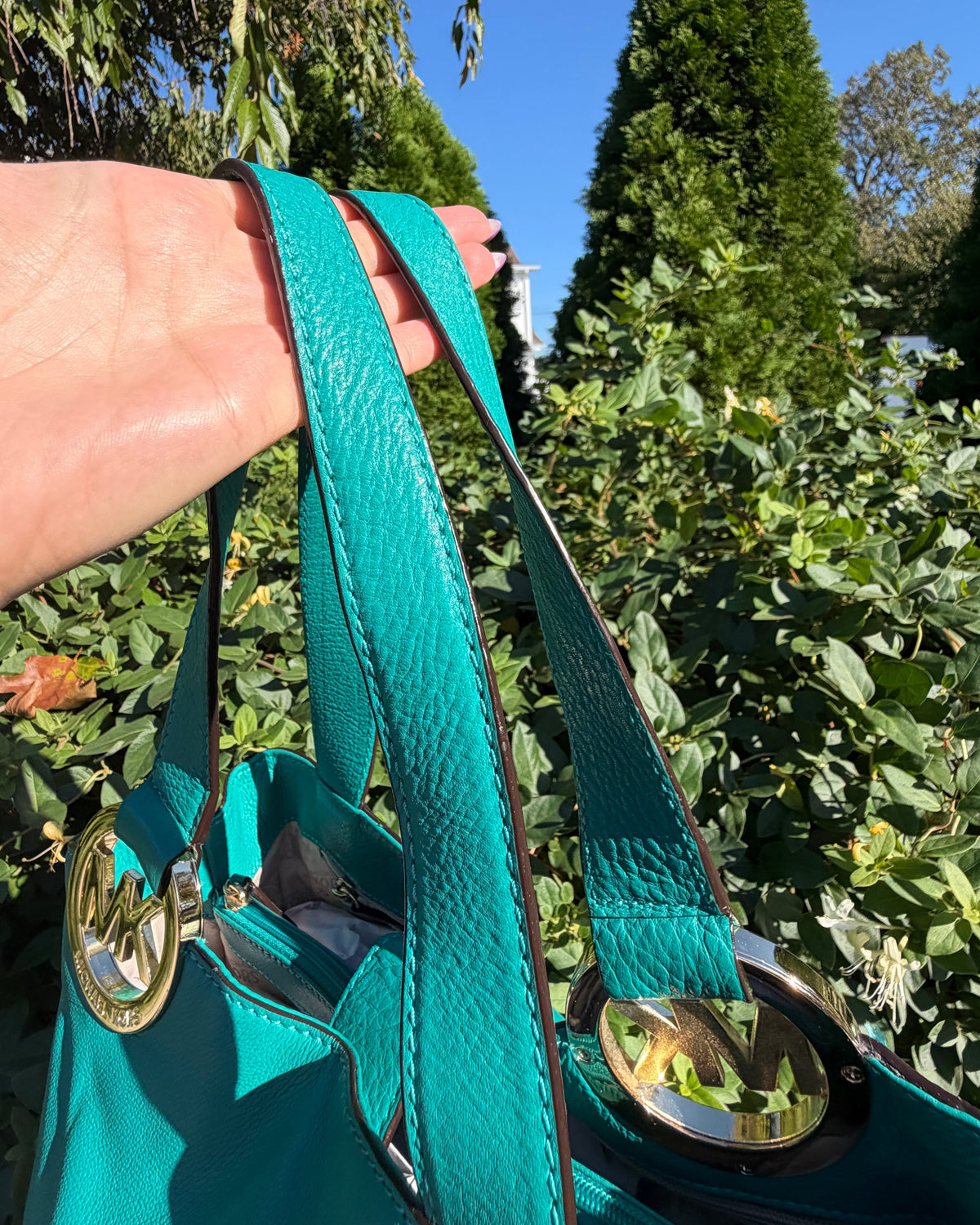 Michael Kors Jet Set Teal Leather Tote Shoulder Bag Designer Handbag P ...
