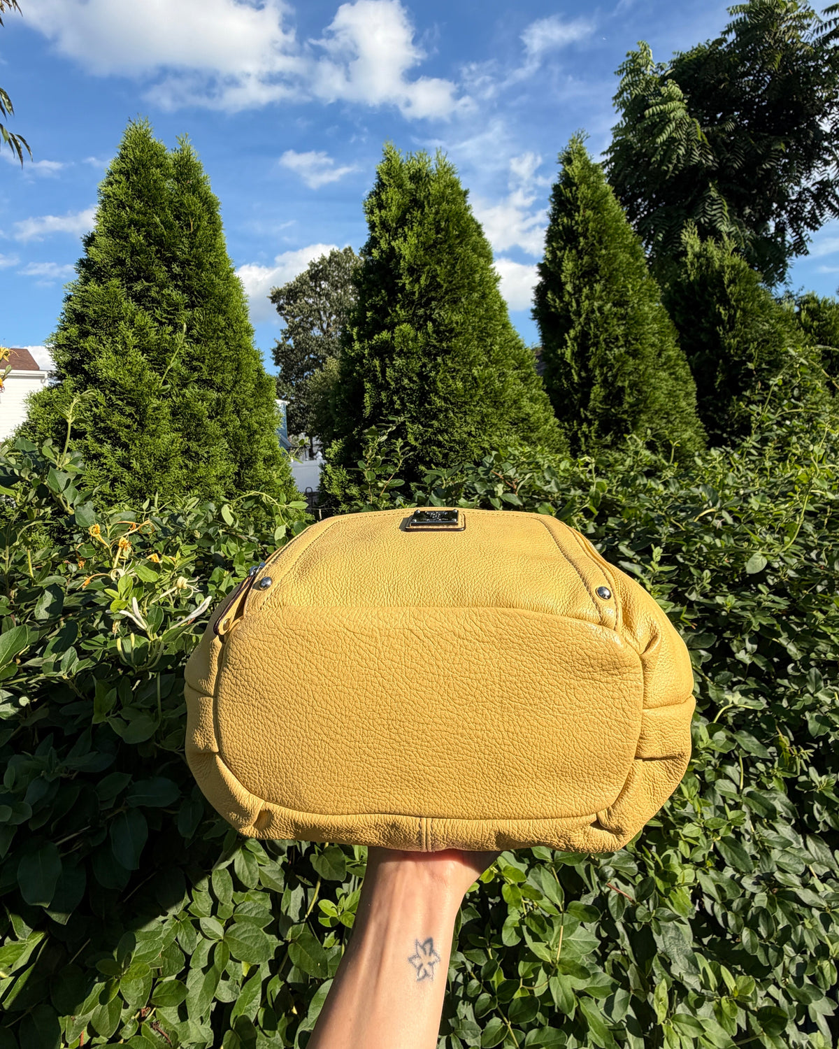 Vintage Y2K Tignanello Yellow Leather Convertible Shoulder Crossbody Hobo Bag