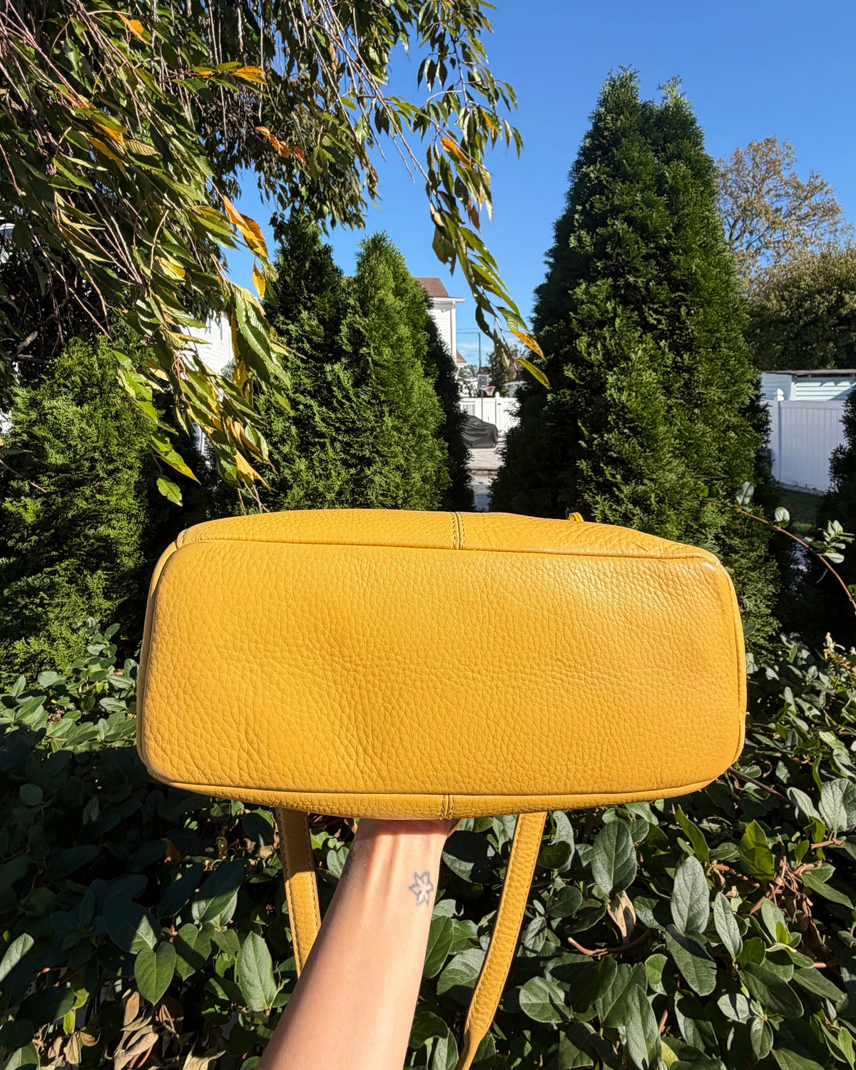 Vintage Y2K Fossil Yellow Leather Baguette Shoulder Bag Purse with Cha ...