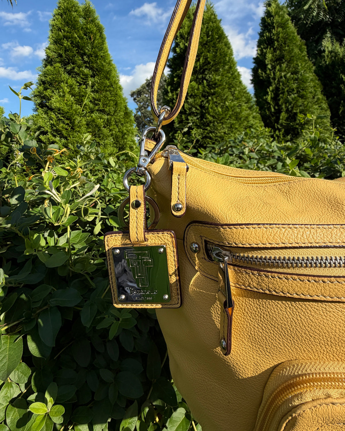 Vintage Y2K Tignanello Yellow Leather Convertible Shoulder Crossbody Hobo Bag