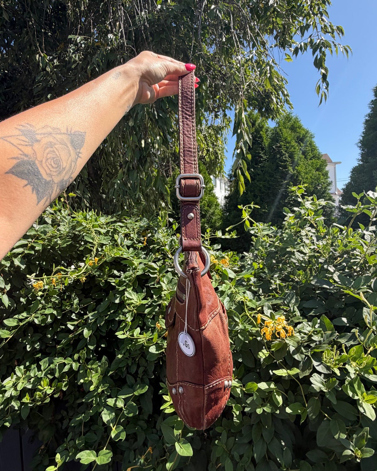 Vintage Y2K Fossil Brown Leather Convertible Crossbody Shoulder Bag