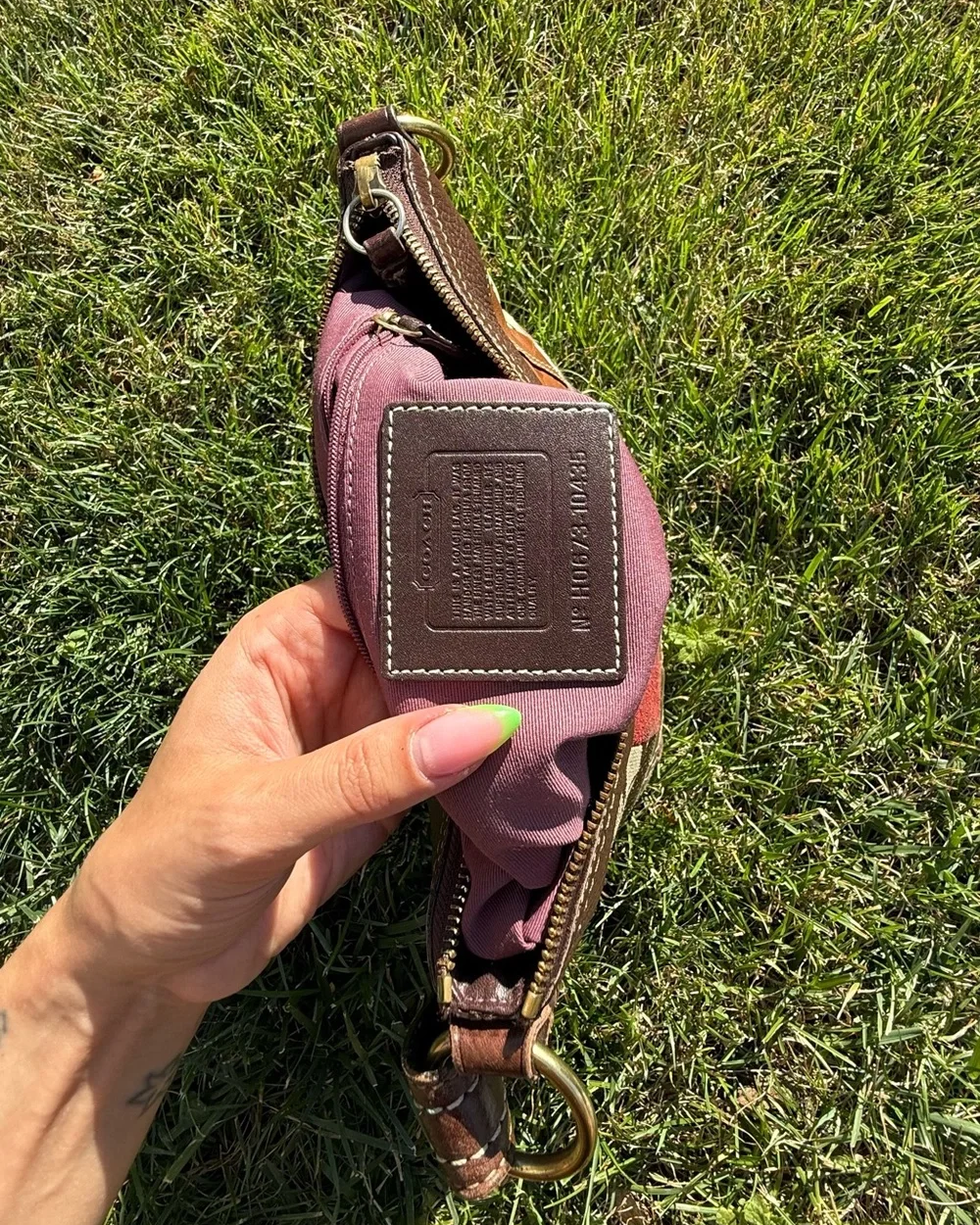 Vintage Y2K Coach Patchwork Signature Leather Canvas Crossbody Hobo Bag
