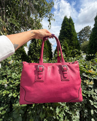Vintage Coach Hampton Hot Pink Leather Satchel Shoulder Bag Y2K Purse