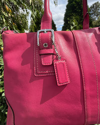 Vintage Coach Hampton Hot Pink Leather Satchel Shoulder Bag Y2K Purse