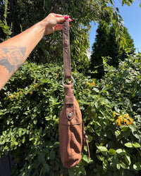 Vintage Y2K Fossil Light Brown Leather Crossbody Covertible Shoulder Bag