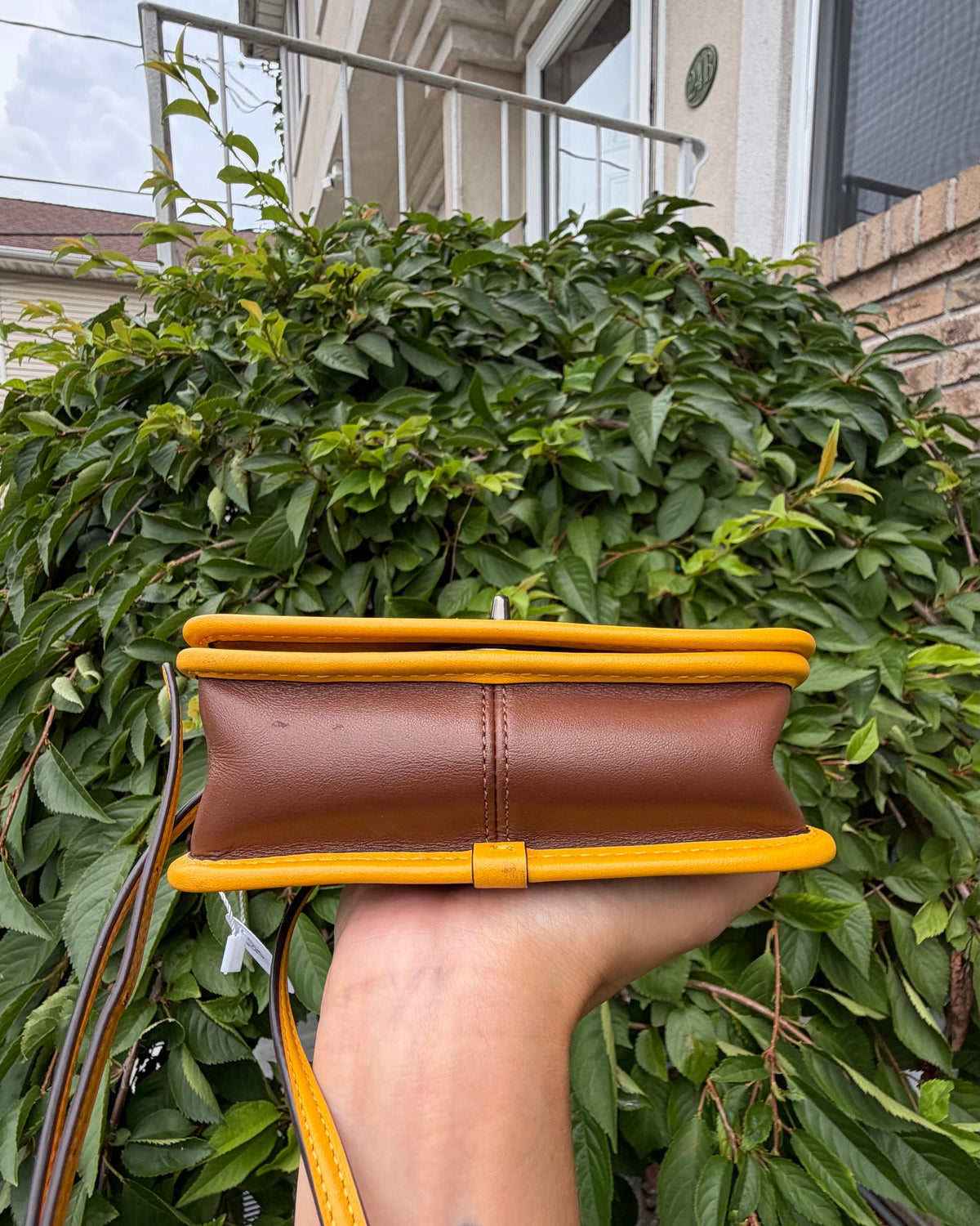 Coach Vintage Legacy Rambler 16 Colorblock Leather Crossbody Bag Brown Yellow