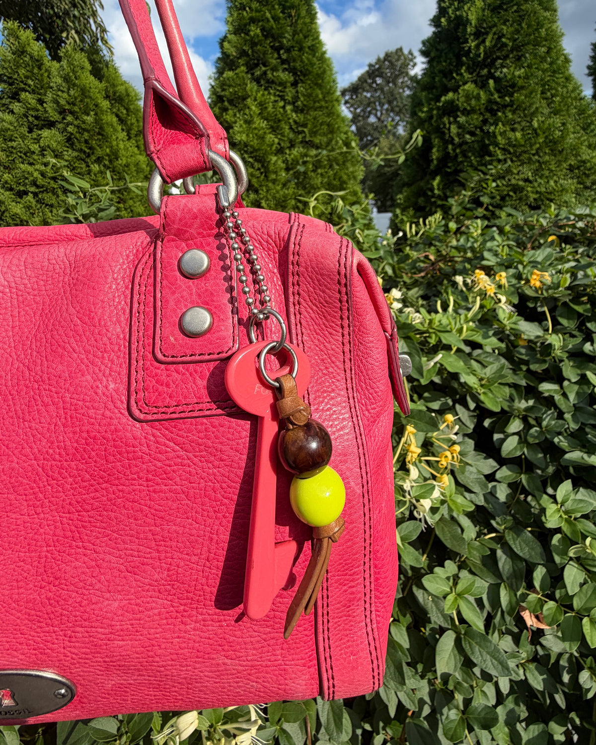 Vintage Fossil Pink Leather Satchel Shoulder Crossbody Bag Y2K Purse