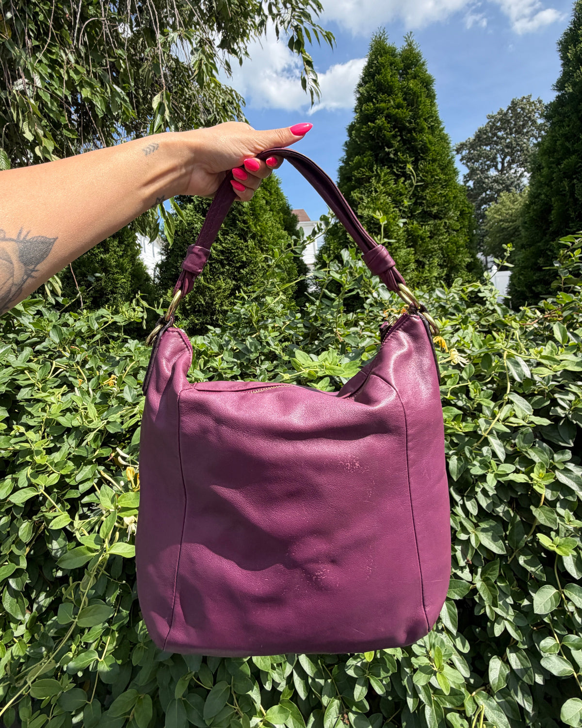 Vintage Y2K Coach Kristin Purple Leather Hobo Shoulder Bag Purse