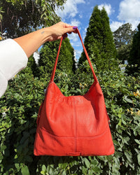 Vintage American Leather Slouchy Red Orange Hobo Shoulder Bag Y2K Purse