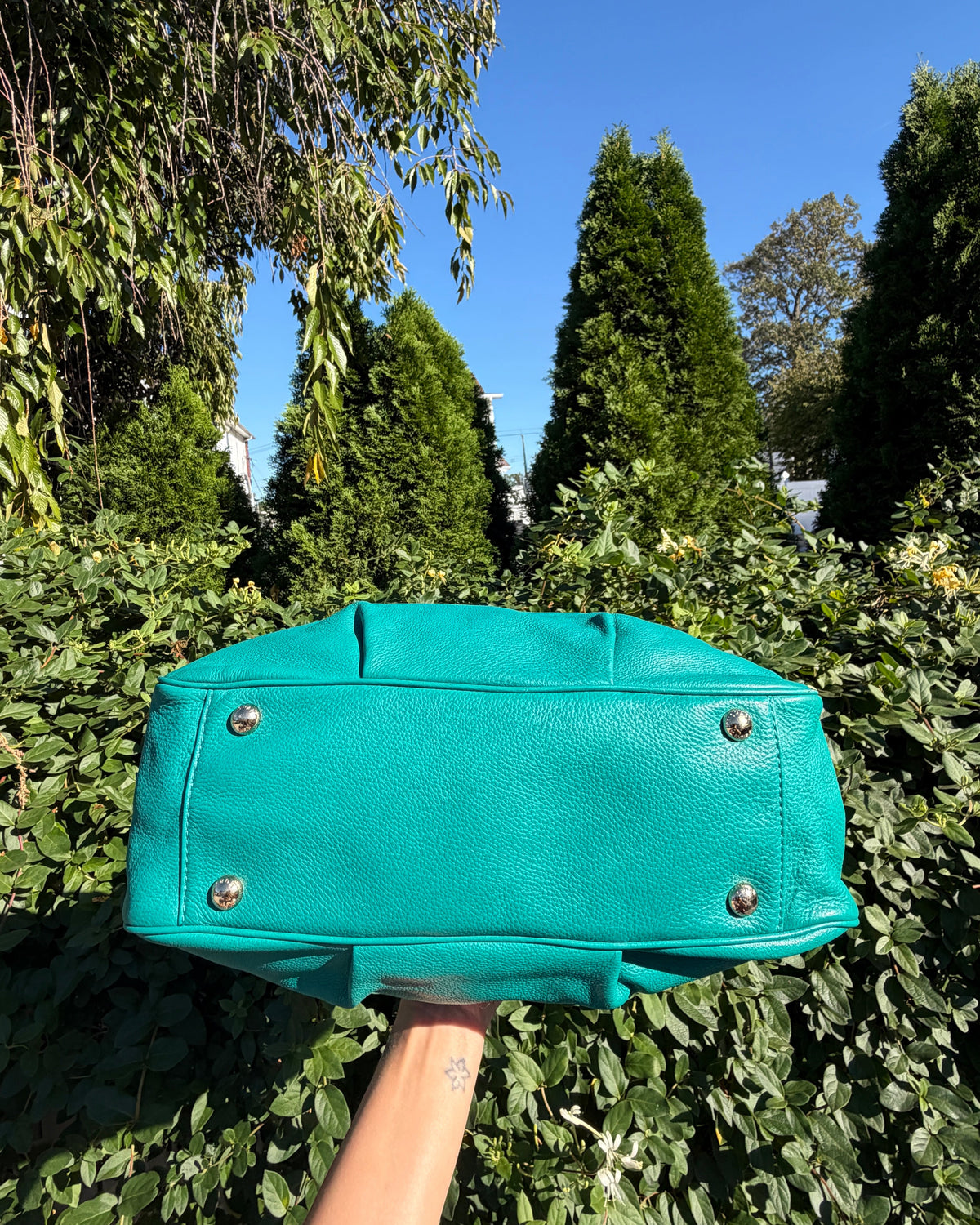 Michael Kors Jet Set Teal Leather Tote Shoulder Bag Designer Handbag Purse