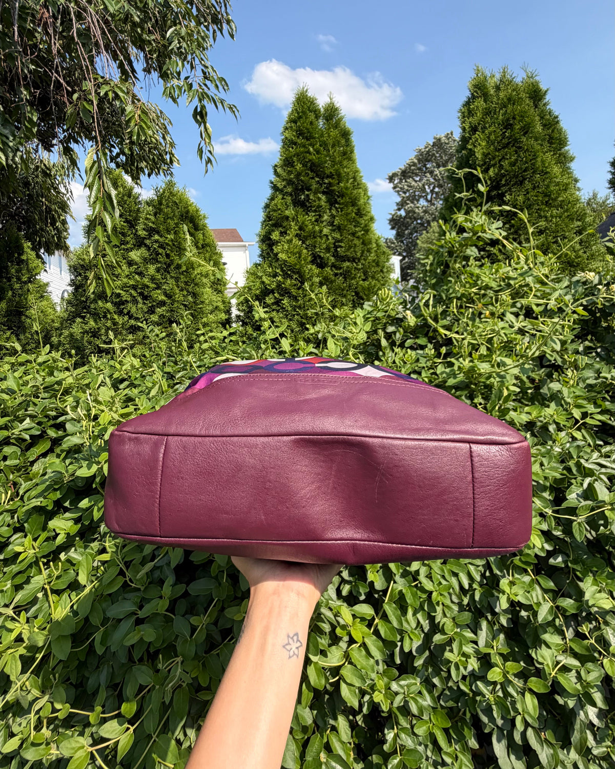 Coach Madison Maggie Op Art Purple Pink Sateen Hobo Shoulder Bag Y2K Purse