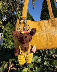 Vintage Y2K Fossil Yellow Leather Baguette Shoulder Bag Purse with Charms