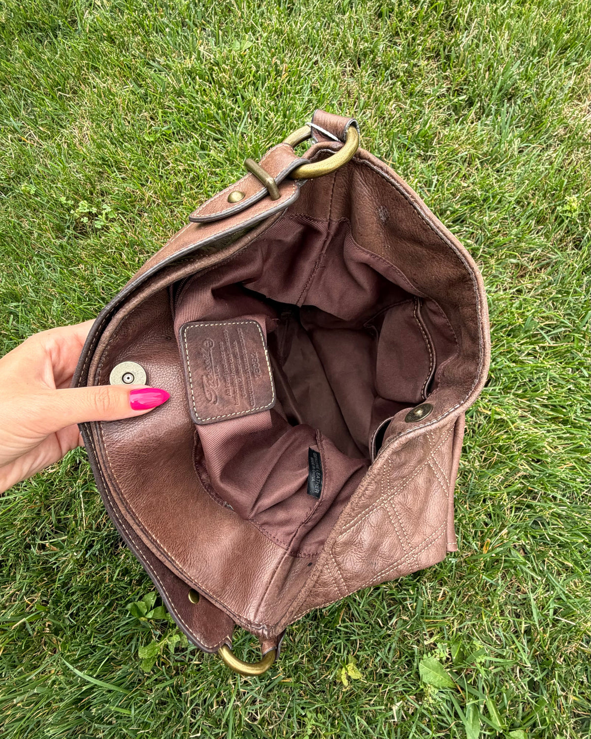 Fossil Chocolate Brown Quilted Leather Shoulder Hobo