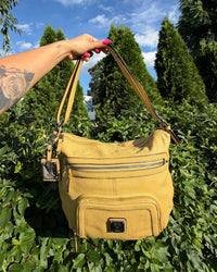 Vintage Y2K Tignanello Yellow Leather Convertible Shoulder Crossbody Hobo Bag