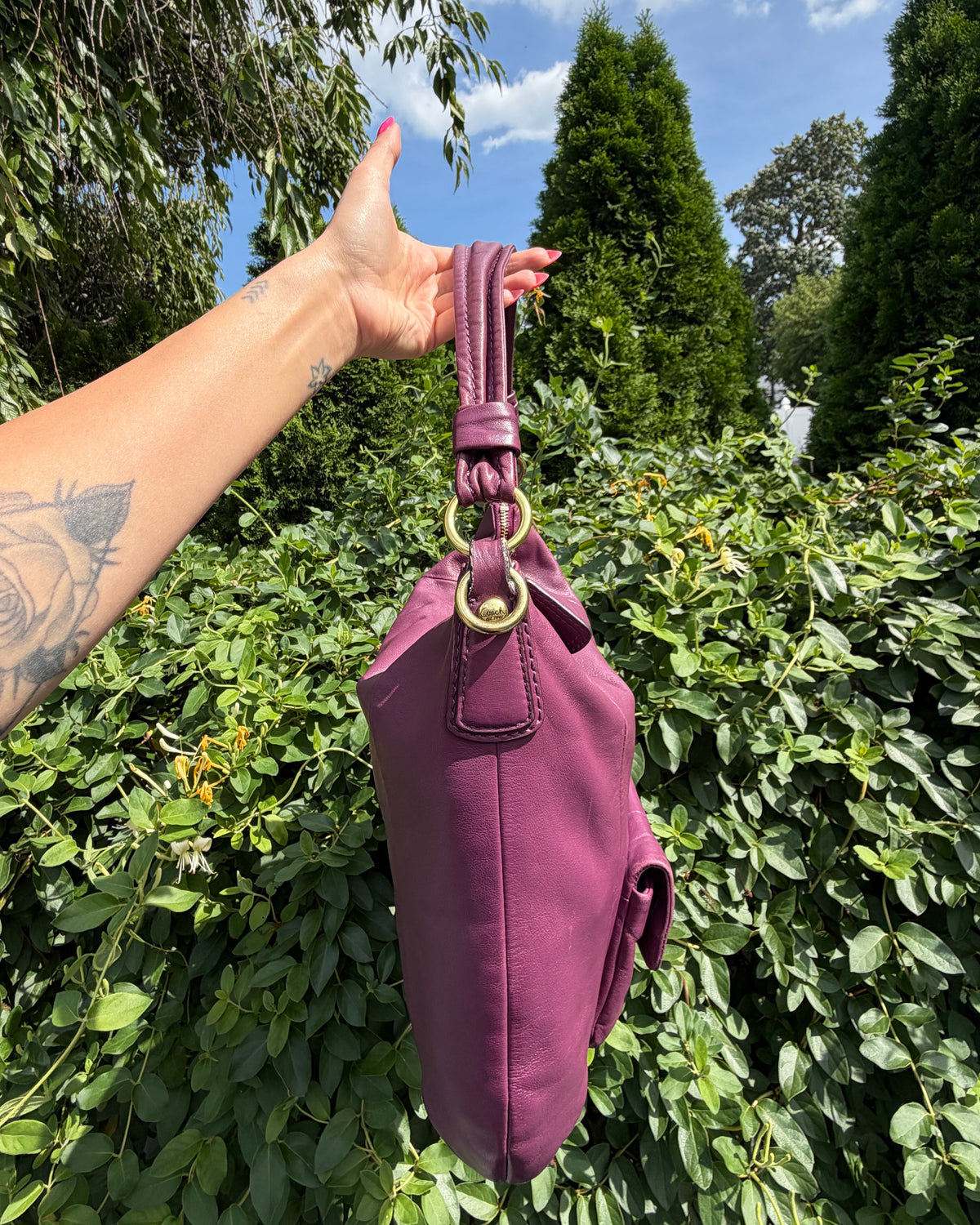 Vintage Y2K Coach Kristin Purple Leather Hobo Shoulder Bag Purse