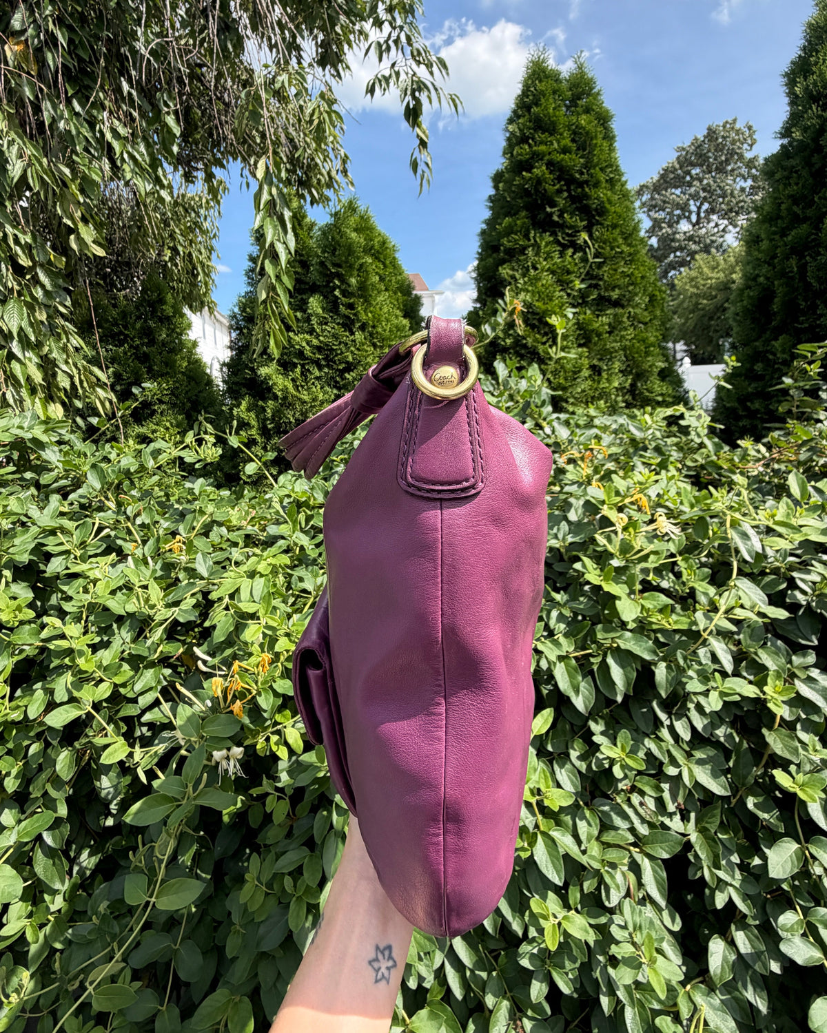 Vintage Y2K Coach Kristin Purple Leather Hobo Shoulder Bag Purse
