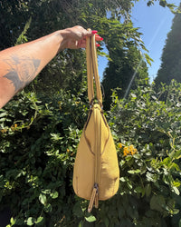 Tignanello Yellow Multi-Pocket Leather Satchel Shoulder Bag Purse