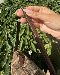 Fossil Vintage Y2K Tapestry Baguette Shoulder Brown Leather Boho Paisley Purse