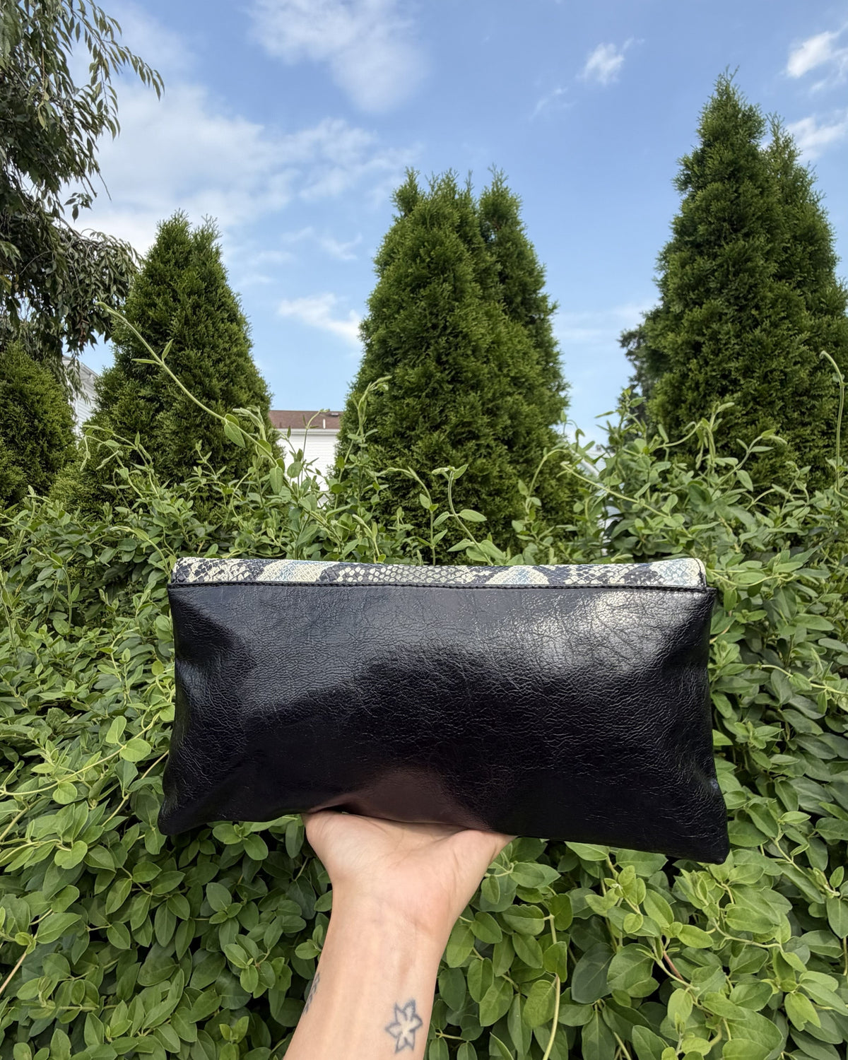 Vintage Snake Print Clutch Y2K Envelope Evening Bag Blue Grey