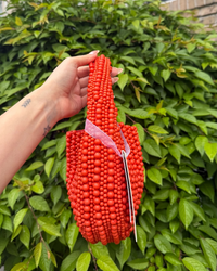 Handcrafted Beaded Orange Red Women's Bag Viral TikTok NWT