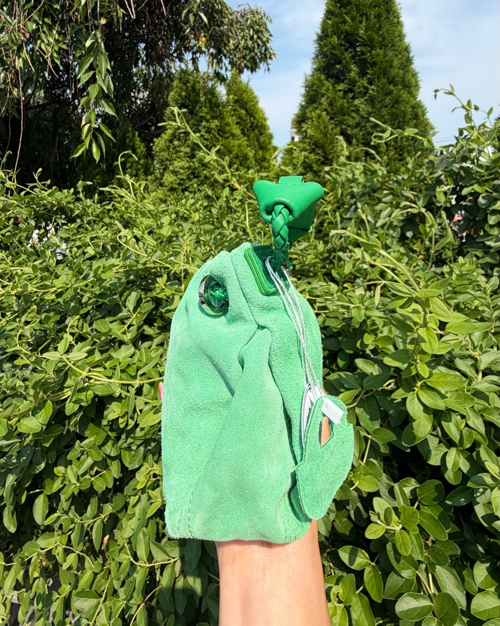 Mint Green Suede Bucket Bag Drawstring Crossbody Dumpling Cloud Pouch NWT