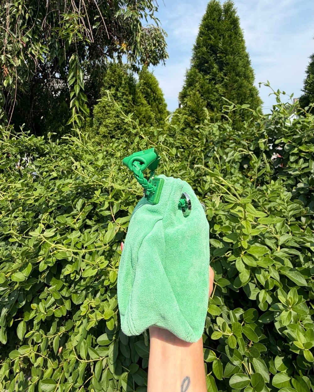 Mint Green Suede Bucket Bag Drawstring Crossbody Dumpling Cloud Pouch NWT