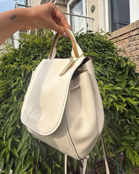 Coach Cream Leather Mini Backpack Gold Tag Vintage Y2K Style Pebbled Leather