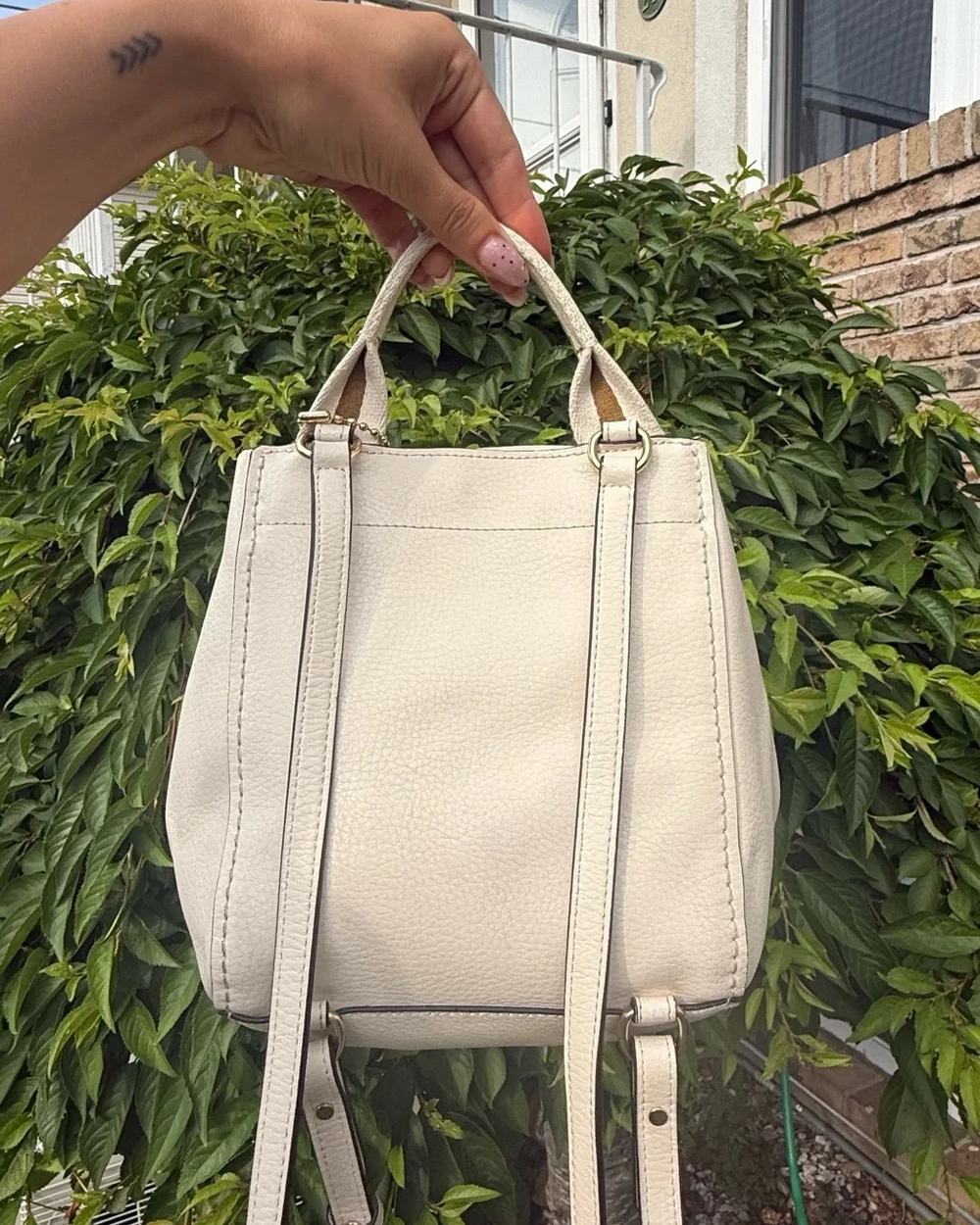 Coach Cream Leather Mini Backpack Gold Tag Vintage Y2K Style Pebbled Leather