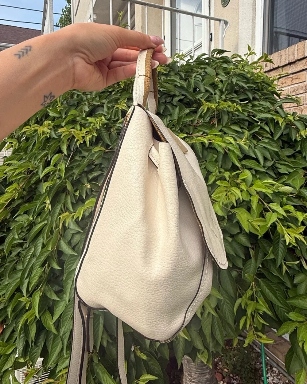 Coach Cream Leather Mini Backpack Gold Tag Vintage Y2K Style Pebbled Leather