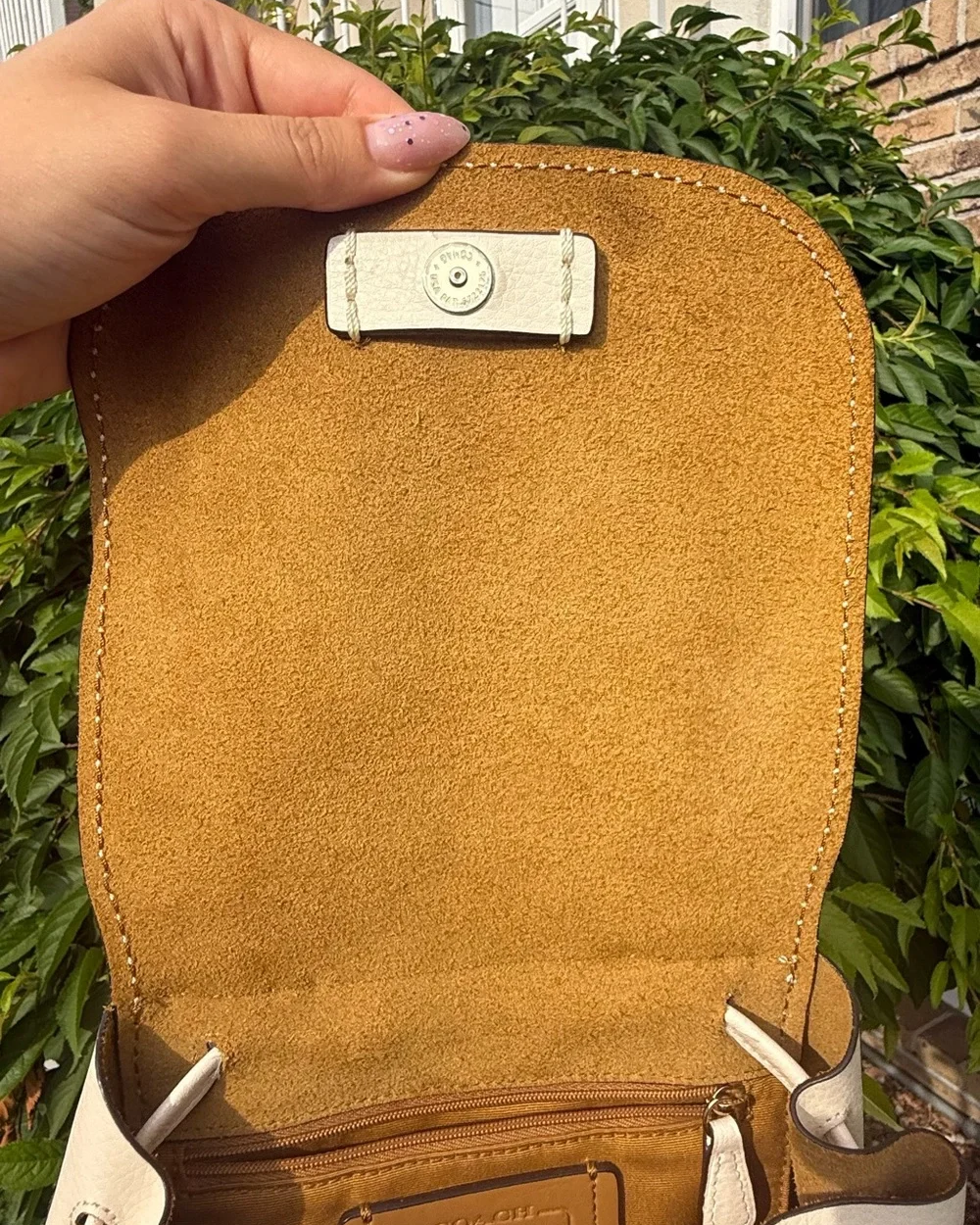 Coach Cream Leather Mini Backpack Gold Tag Vintage Y2K Style Pebbled Leather