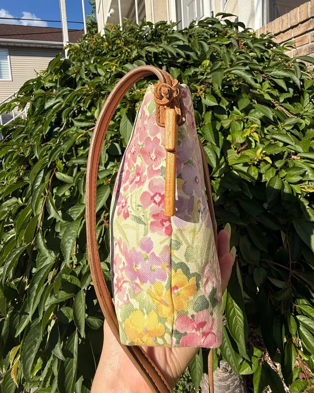 Vintage Fossil Y2K Floral Canvas Crossbody Bag Cottagecore Garden Purse