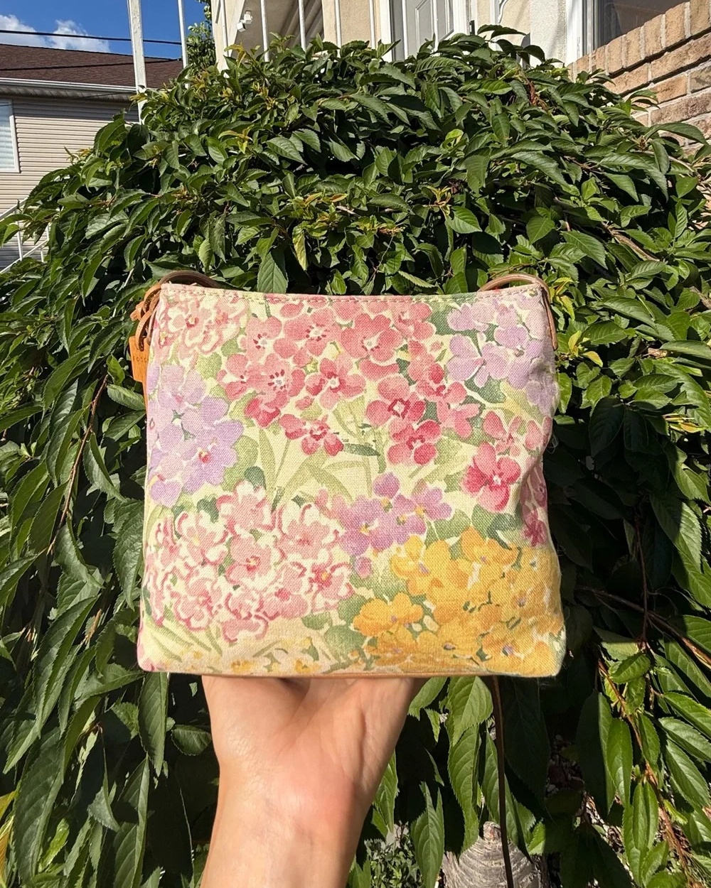 Vintage Fossil Y2K Floral Canvas Crossbody Bag Cottagecore Garden Purse