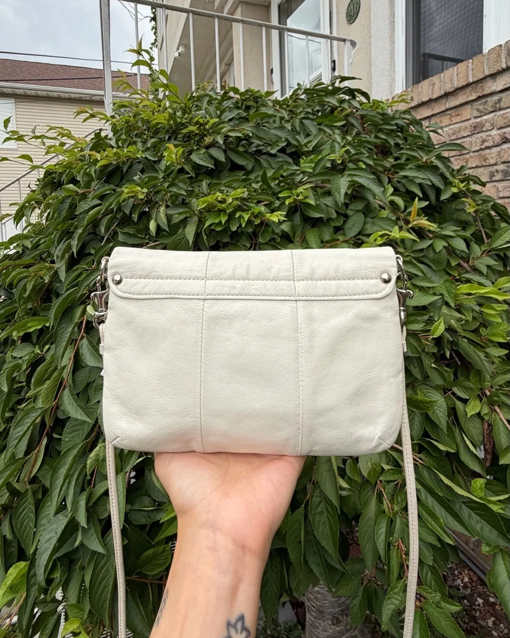 Coach White Leather Crossbody Flap Bag Y2K Style