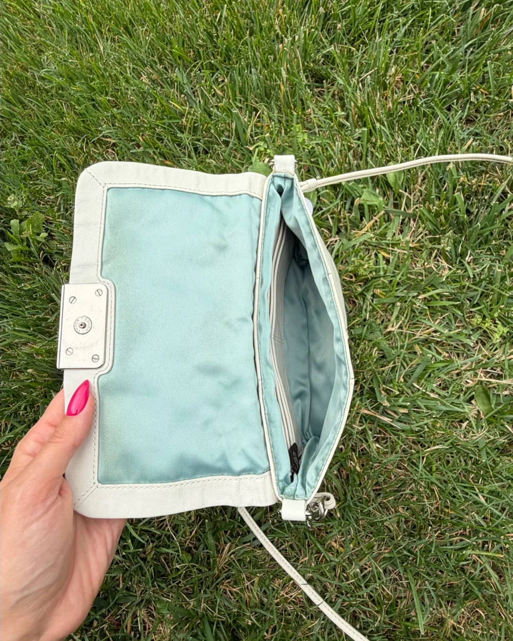 Coach White Leather Crossbody Flap Bag Y2K Style