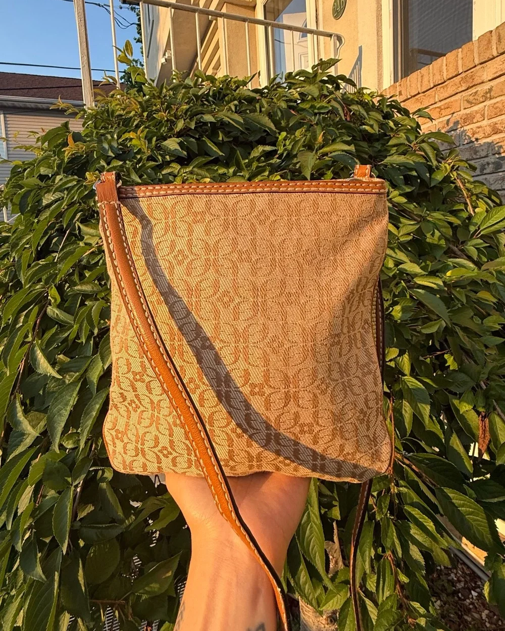 Fossil Vintage Y2K Multicolor Patchwork Suede Signature Pattern Crossbody Bag