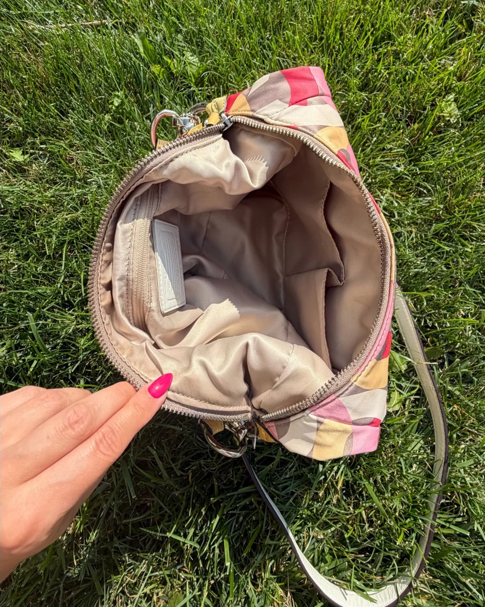 Coach Y2K Multicolor Kristin Op Art Sateen Shoulder Crossbody Bag Pink Yellow